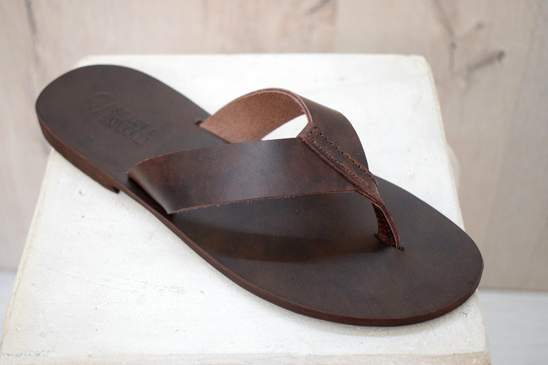 Flip flop Greek Leather sandals Men, brown Color, Gift For Men, Handmade Sparta High Quality Genuine Leather sandals,