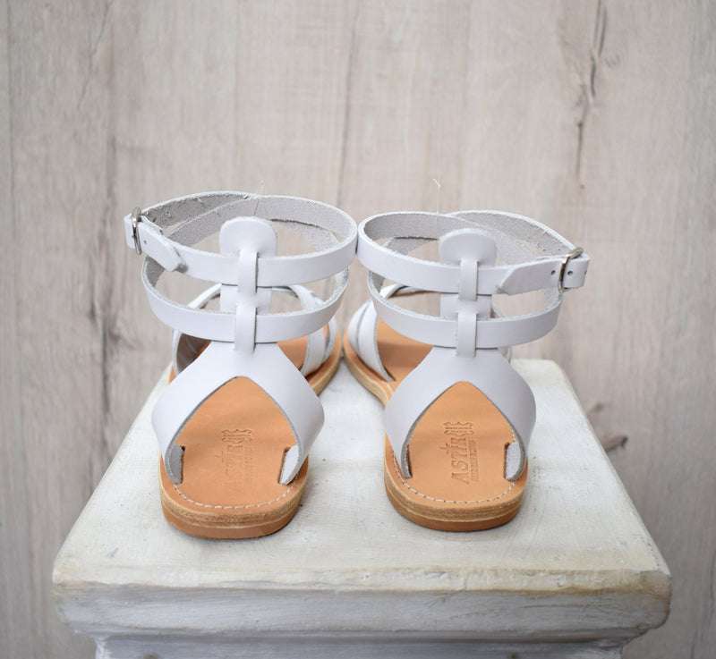Selene Ancient Greek sandals, Handcrafted leather, boho sandals, Tan or white sandals, Astir sandals