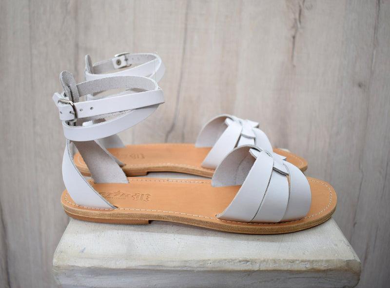 Selene Ancient Greek sandals, Handcrafted leather, boho sandals, Tan or white sandals, Astir sandals