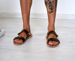 Greek sandals, Spartan leather sandals, handmade sandals, handcrafted leather, khaki sandals ARTEMIS