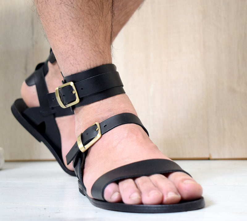 Men's leather sandals with Free expedited shipping
