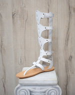 White Gladiator Roman Men Grecian Spartan Sandals