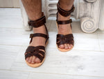 Brown Men sandals with High Quality Genuine Leather and Free expedited shipping.