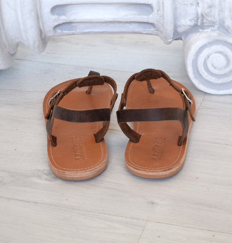 Roman sandals, brown T bar men sandals, Spartan sandals, Thongs sandals,  gladiator sandals, Ancient Greek leather sandals, SKOPELOS1