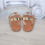 Gold sandals, T-bar sandals, astir sandals, Handmade sandals, High Quality Genuine Leather, leather Sole Sandals SKOPELOS
