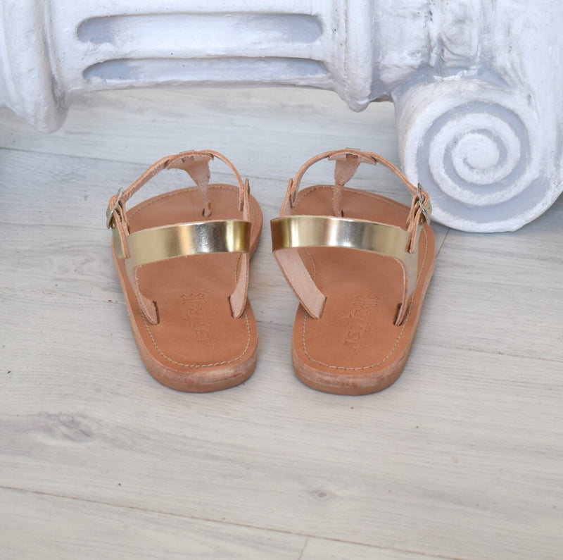Gold sandals, T-bar sandals, astir sandals, Handmade sandals, High Quality Genuine Leather, leather Sole Sandals SKOPELOS