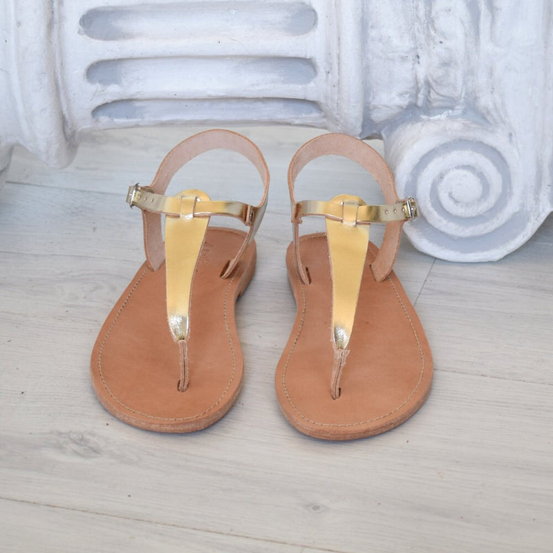 Gold sandals, T-bar sandals, astir sandals, Handmade sandals, High Quality Genuine Leather, leather Sole Sandals SKOPELOS
