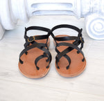 Greek sandals named Tilos in black color, Hippie handmade gladiator Spartan sandals, Astir sandals, roman sandals, ancient sandals TILOS