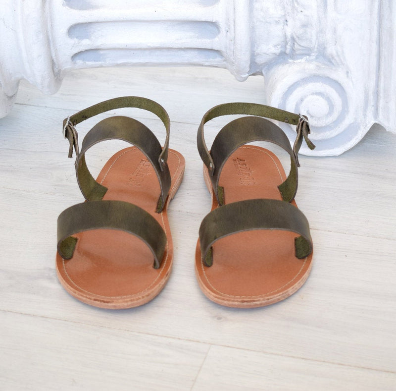 Ancient Greek sandals, Spartan leather sandals, handmade sandals, handcrafted leather, khaki sandals ARTEMIS