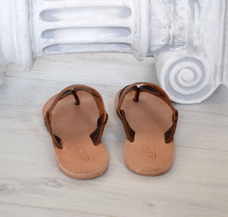 Handmade Genuine Leather brown sandals, Flip Flop Sandals, Jesus Sandals, , Ancient Greek leather sandals, Astir leather sandals, DELOS